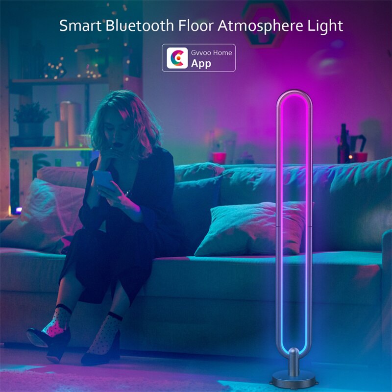 LED 플로어 램프 RGB U 모양 분위기 램프 현대 서 조명 스마트 APP 원격 수직 램프 장식 홈 거실 침실